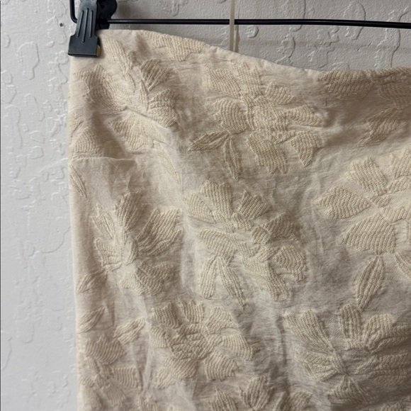 Anthropologie Cream Floral Flower Textured Shift Mini Dress Bow Strapless 12 - Picture 3 of 6